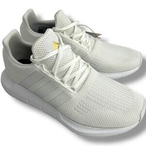 NEW Women's Adidas Swift Run 1.0 Sneakers White Gold Lace Up Trainers